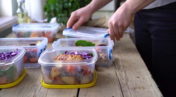 Meals being prepped in tupperware