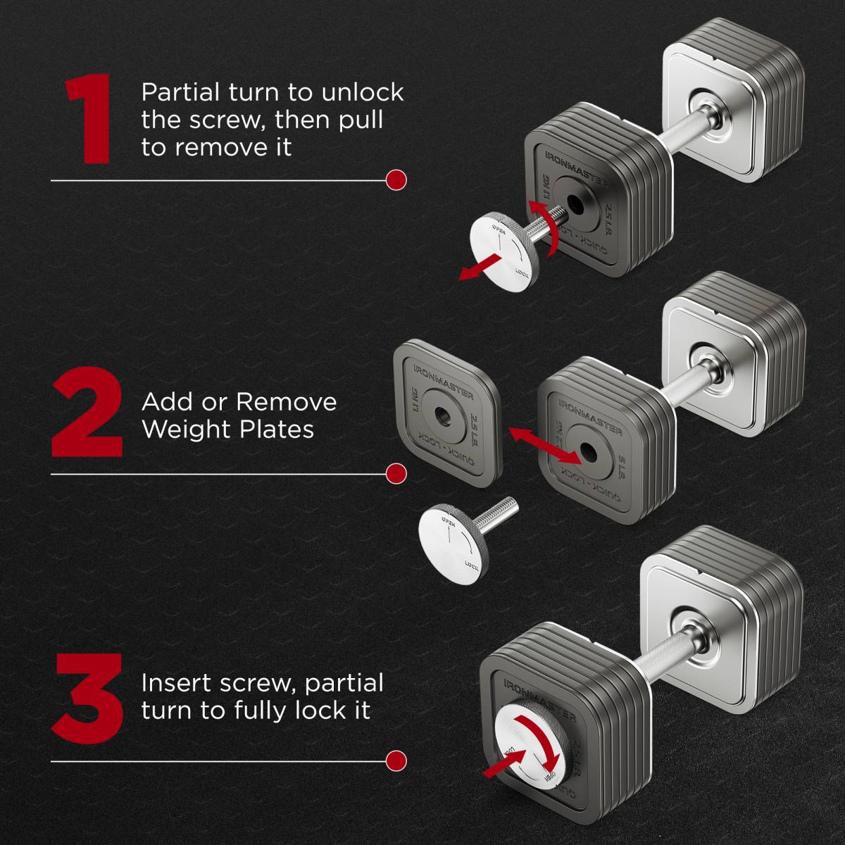 Ironmaster Quick-Lock Adjustable Dumbbell System 75 lb Set